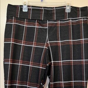Rainbow Black Plaid Leggings with Rust and White Stripes